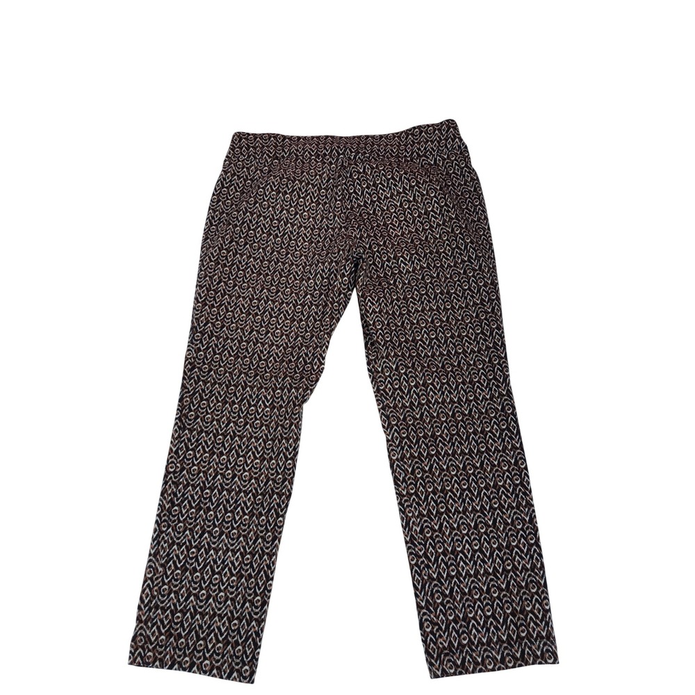 Nue Options Womens Geometric Ikat Print Straight Leg Pull On Pants